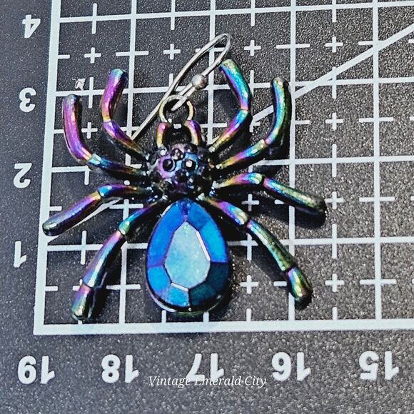 Spiders Electroplated 3D Earrings Woman's Fashion Halloween Spider Multicolored - Picture 6 of 11